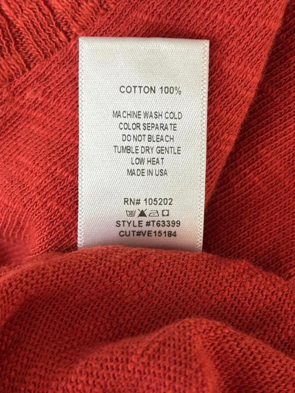 CHALET Slub Cotton Asymmetric Button Lagenlook Dolman Sweater Red Orange SZ L
